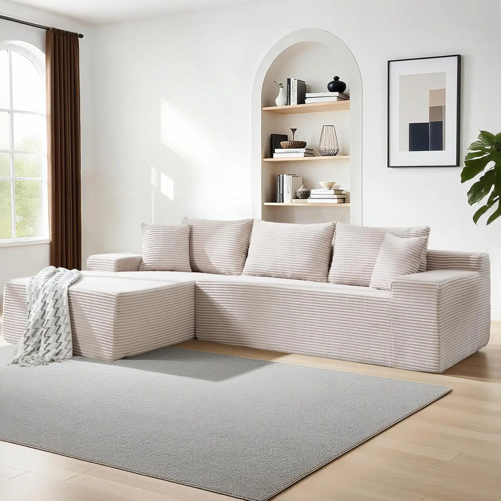 105" Cloud Modular Sectional Couch with L-Shape Chaise for Living Room, No Assembly