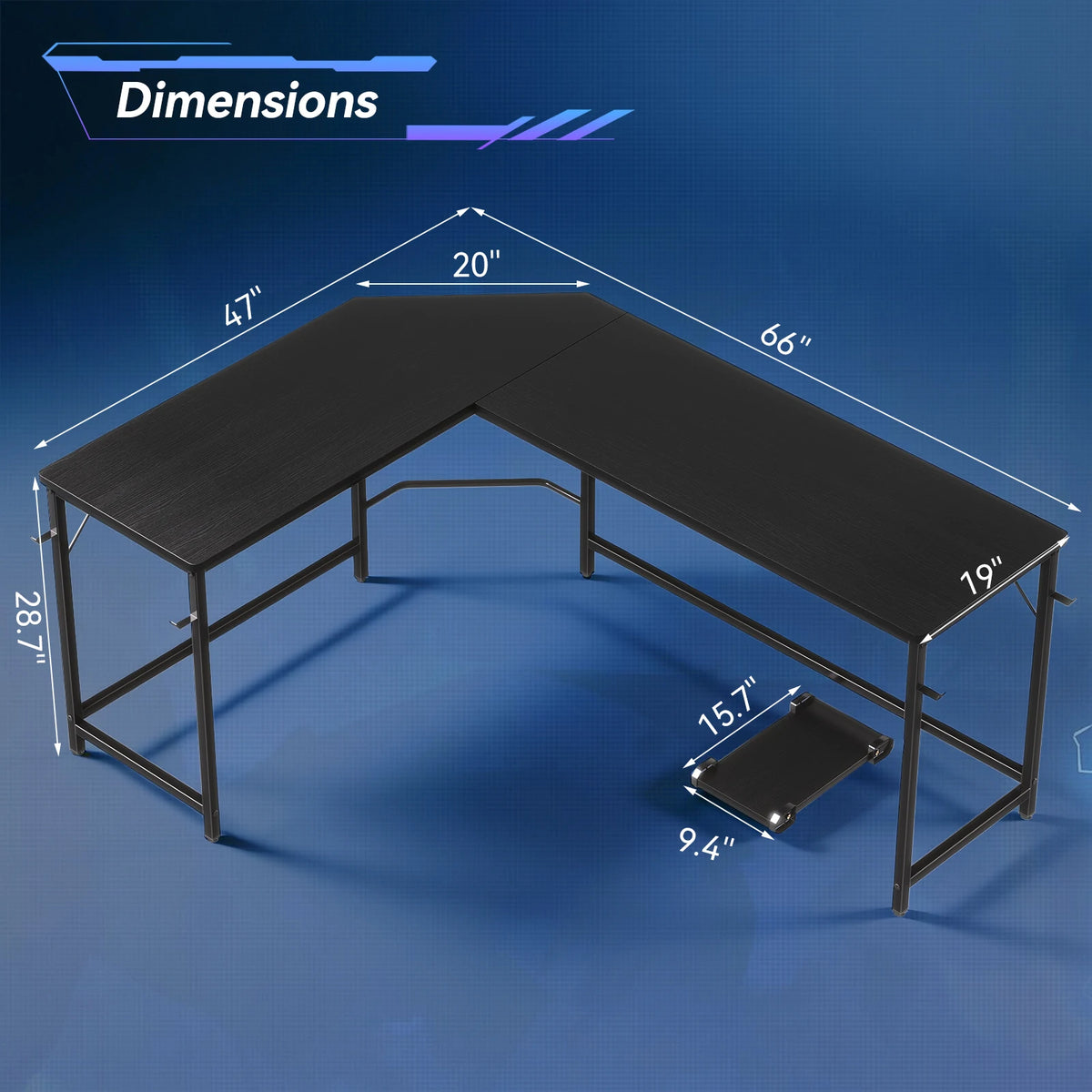 66 Inch L Shaped Corner Computer Desk With Iron Hook X-type Stable Structure Larger Gaming Office Table