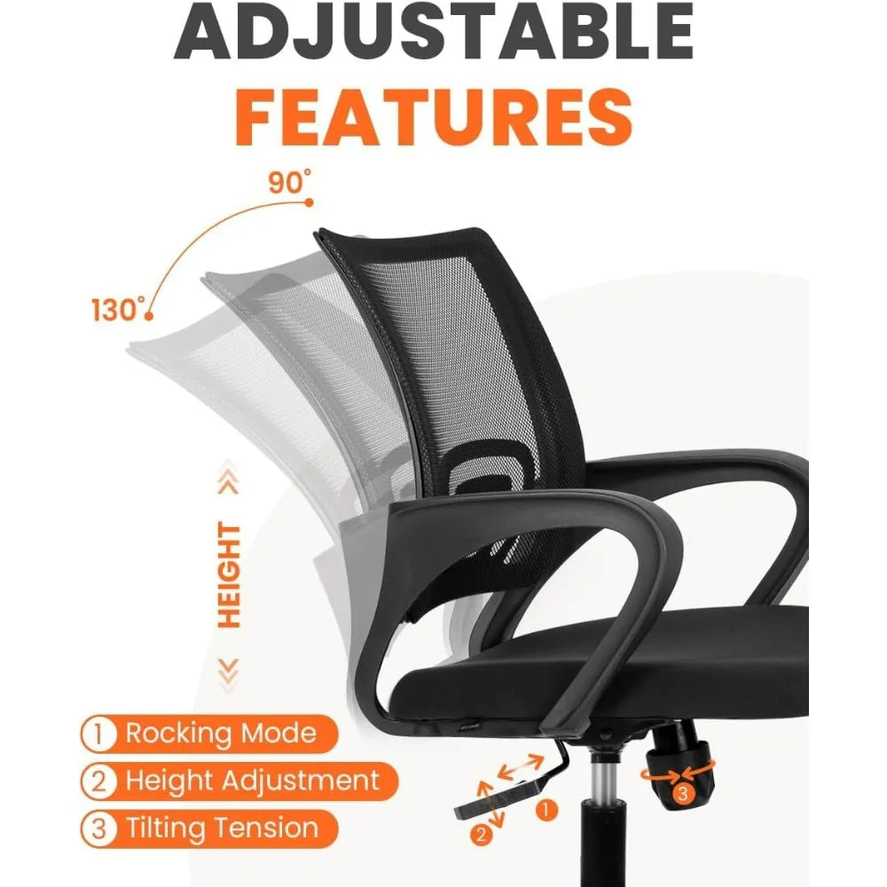 Black Mesh Gaming Office Chair Mid Back Lumbar Support
