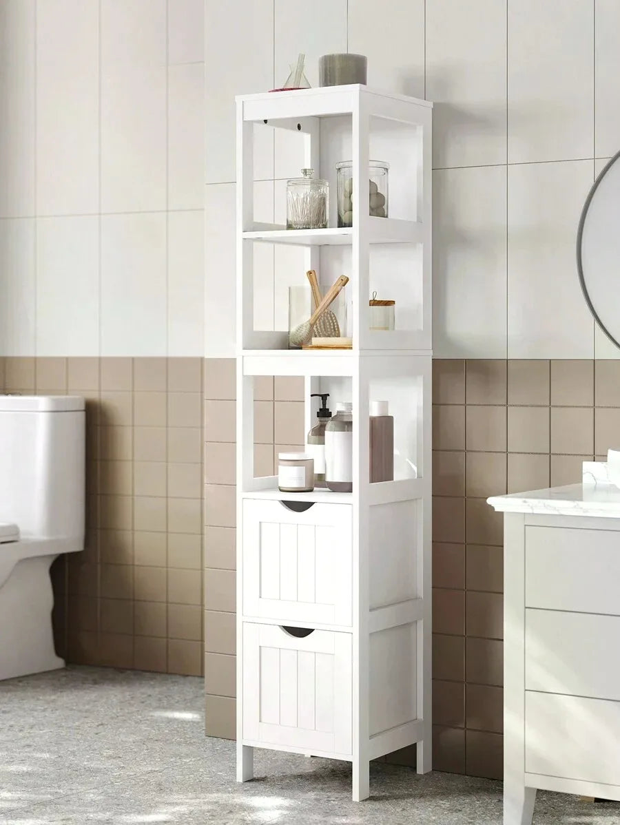 Bathroom Floor Cabinet, Bathroom Storage Organizer Rack Stand, Multifunctional Corner Unit, 2 Drawers