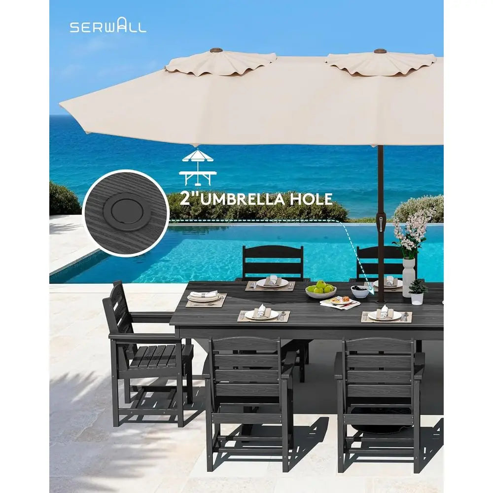 9 Piece Outdoor Dining Set, 84" HDPE Outdoor Table and 8 Chairs