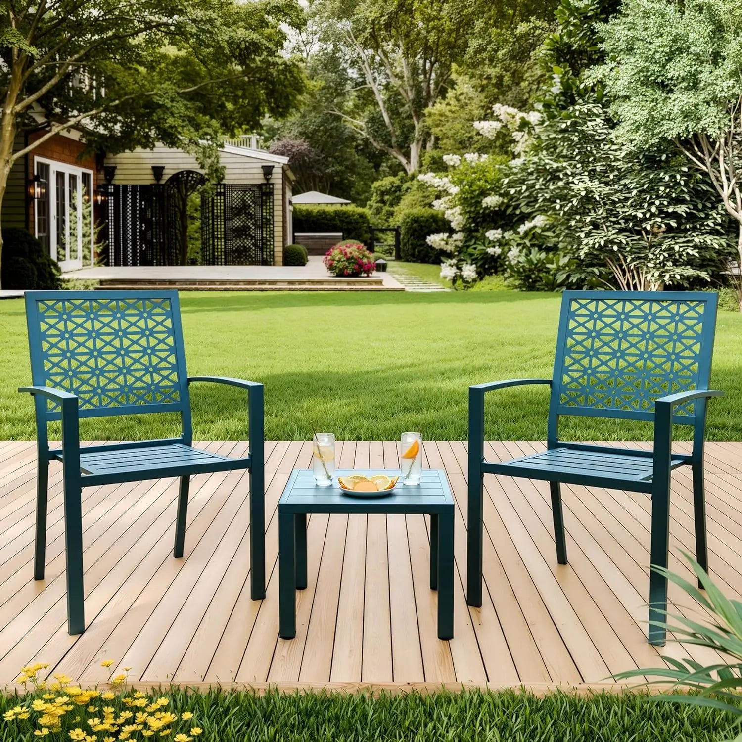 Patio Bistro Set 3 Piece, Bistro Table and Chairs Set of 2