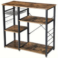 4 Tier Kitchen Bakers Rack Microwave Oven Stand Storage Coffee Bar Shelf Hooks