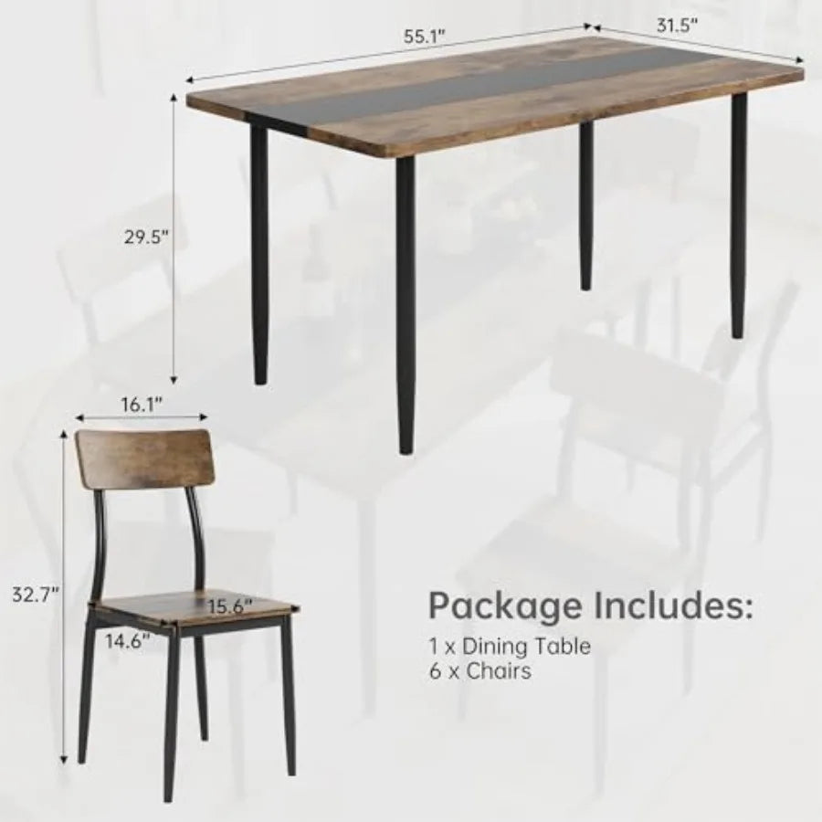 Dining Table 6, 7-Piece Kitchen Table Set