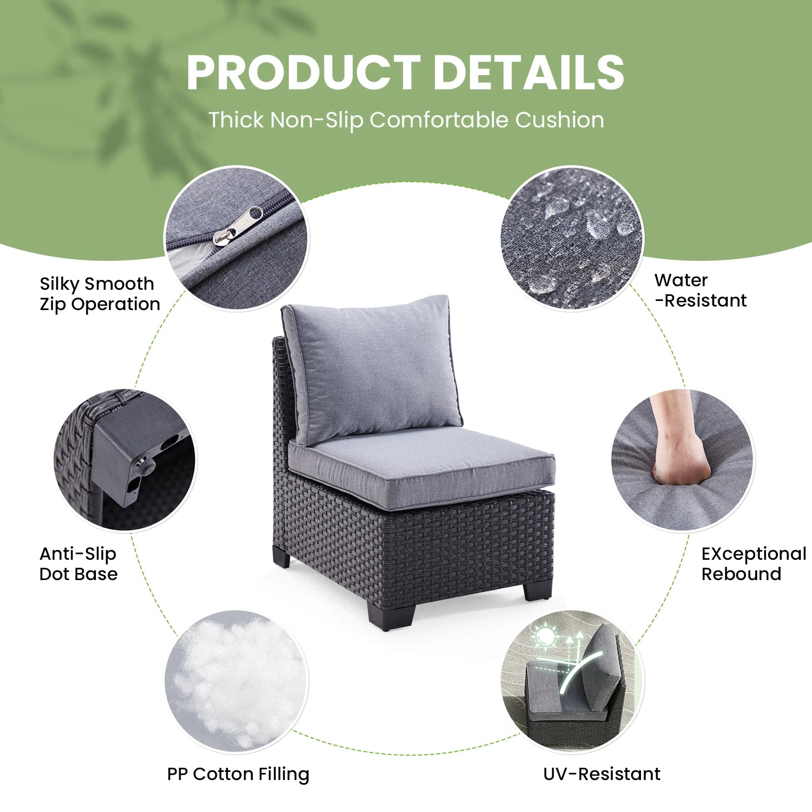 Patio Sectional Sofa Set, Outdoor Furniture with Ottoman