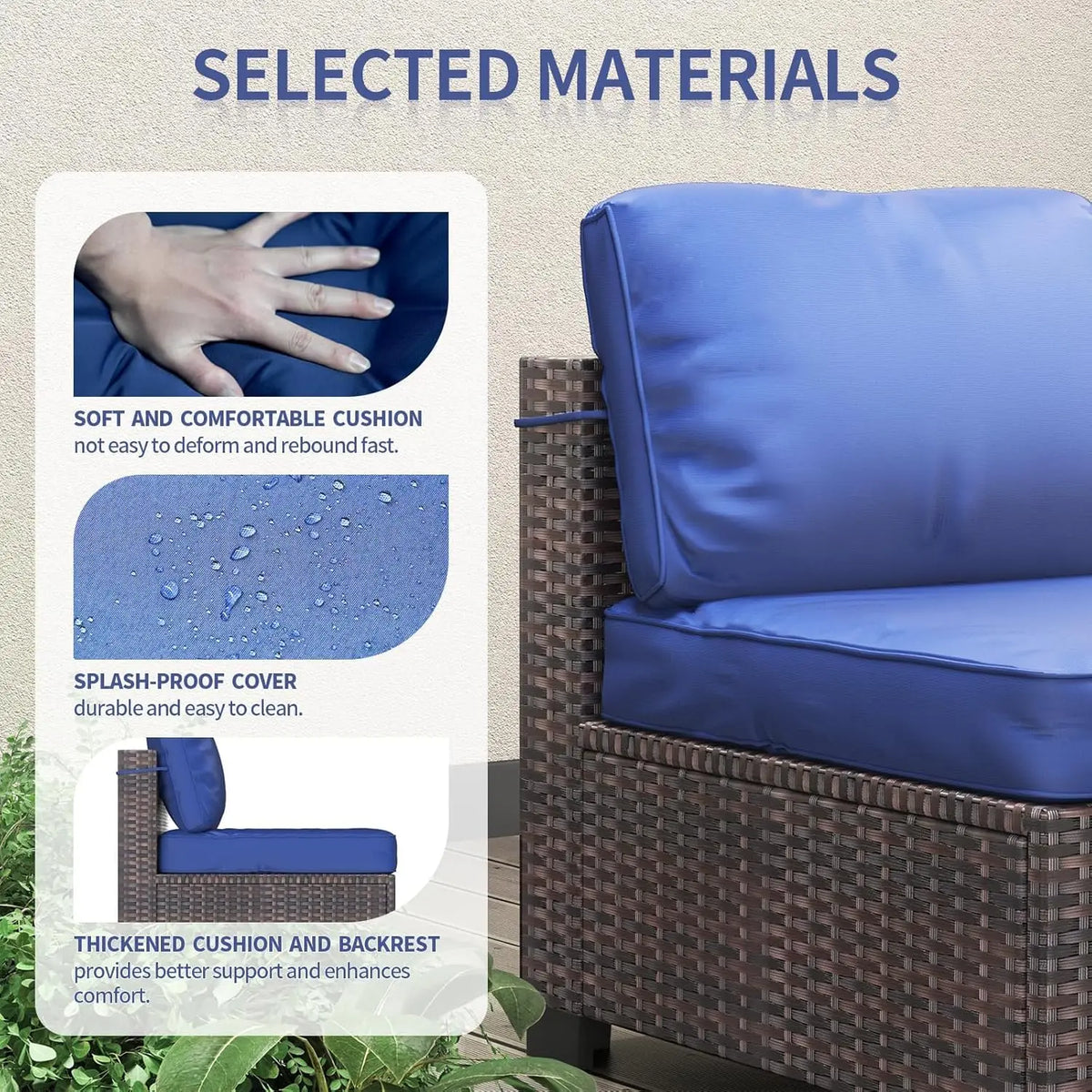 7-Piece Modular Outdoor Furniture Set, PE Rattan Wicker Sectional Modular Conversation Sofa Set