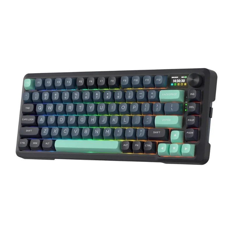 Wireless Gasket Gaming Keyboard w/Hype Screen & Knob, 81-Key Mechanical Keyboard, Mint Mambo Switches