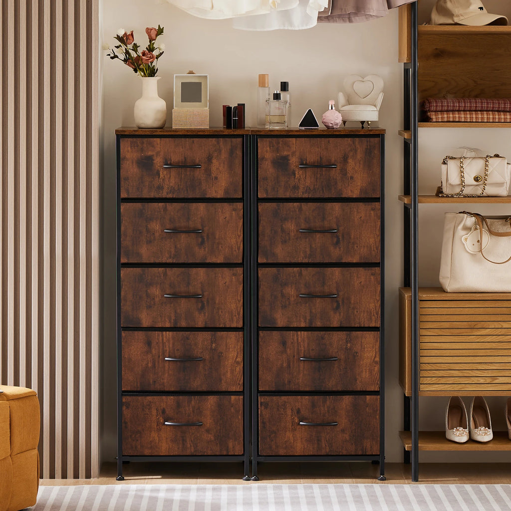 48IN Dresser For Bedroom With 5 Fabric Drawers Nightstand Wardrobe