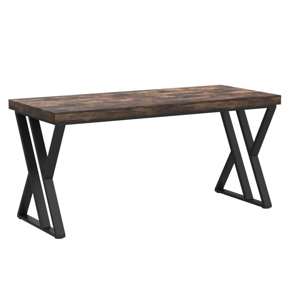 Writing Computer Desk, 55 inch Heavy Duty Study Desk with Z-Shaped Metal Leg, Modern Simple