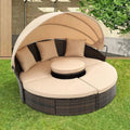 Outdoor Patio furniture Set Daybed Round Lounge with Retractable ,Lid