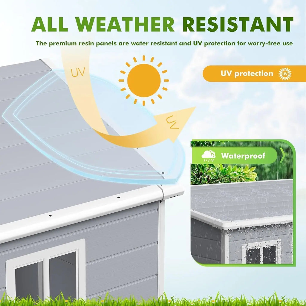 6 x 4 FT Plastic Outdoor Storage Shed with Floor, Window