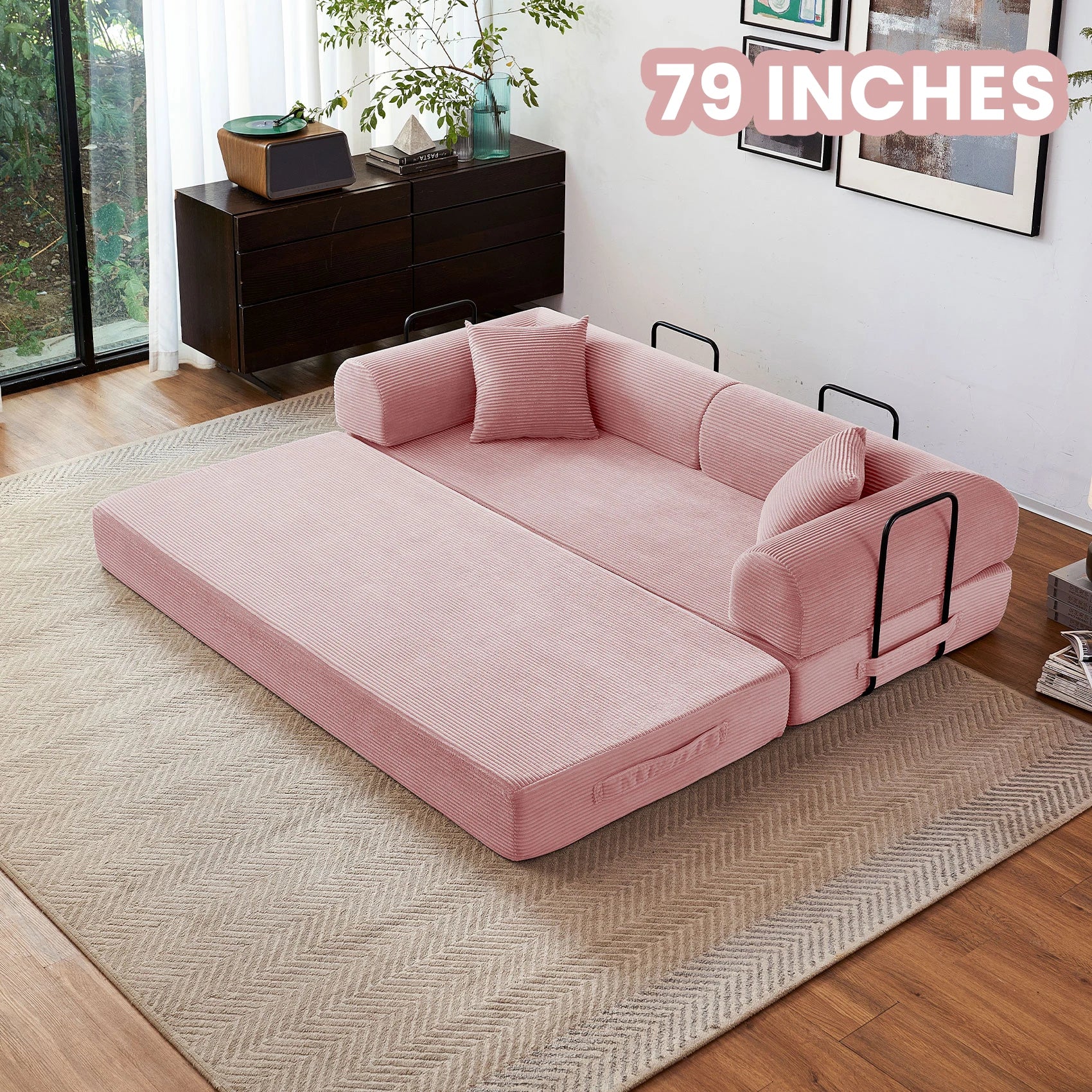79'' Boneless Couch Foldable Convertible Futon Sleeper Sofa Bed