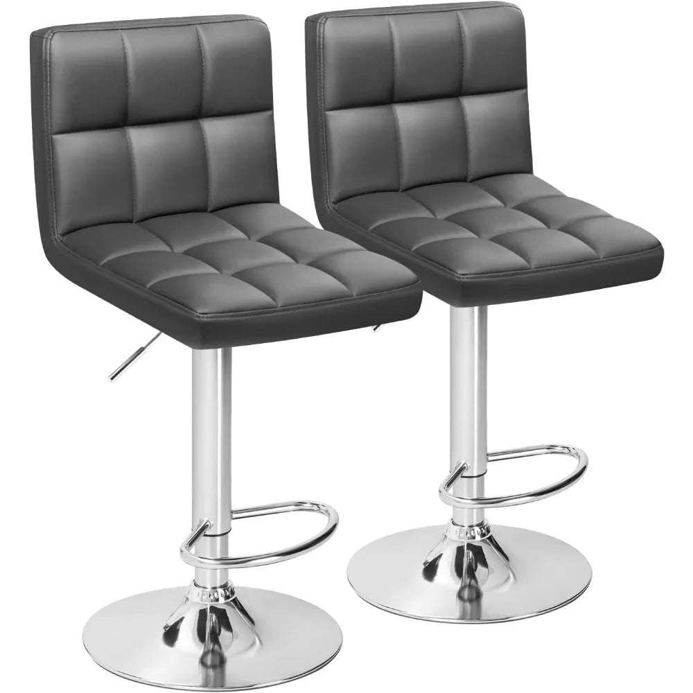 Bar Stools Modern Leather Swivel Adjustable Hydraulic Bar Stool Set of 2 (White)