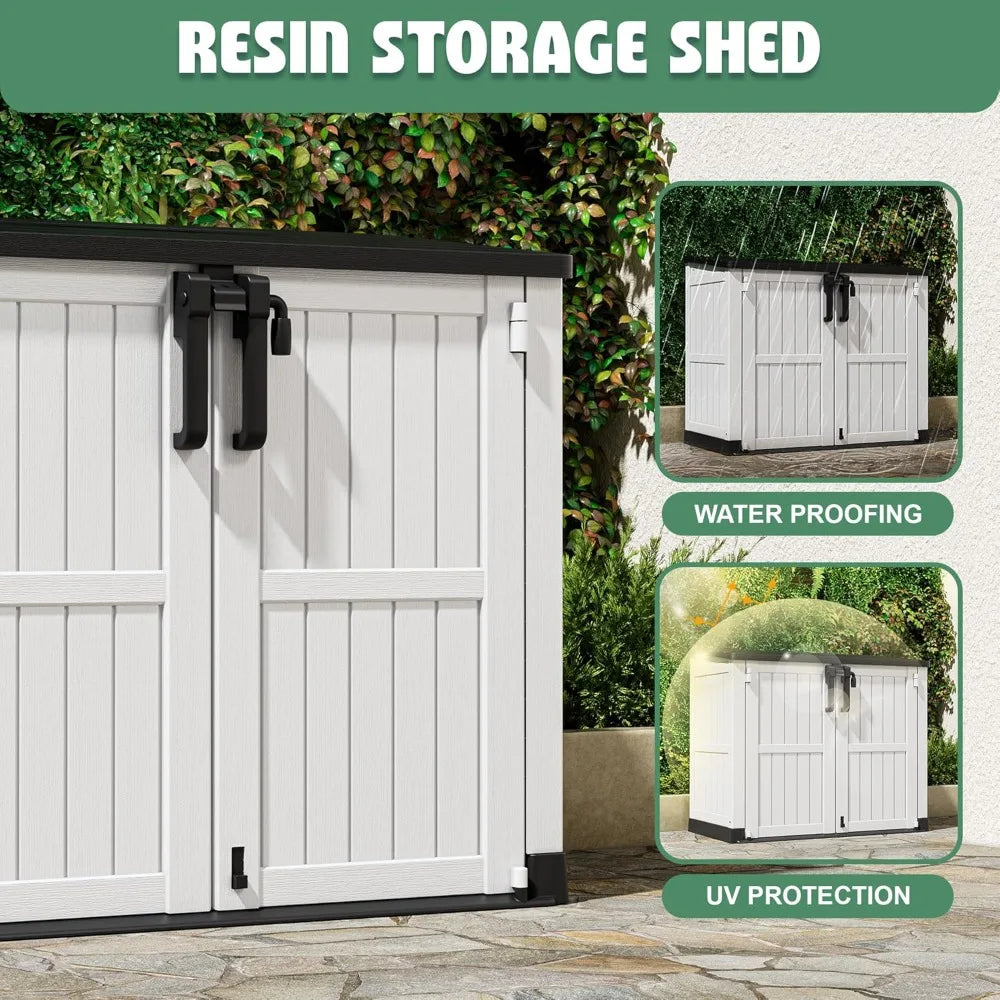 36 Cu Ft Outdoor Storage Shed with Lockable Doors, Waterproof