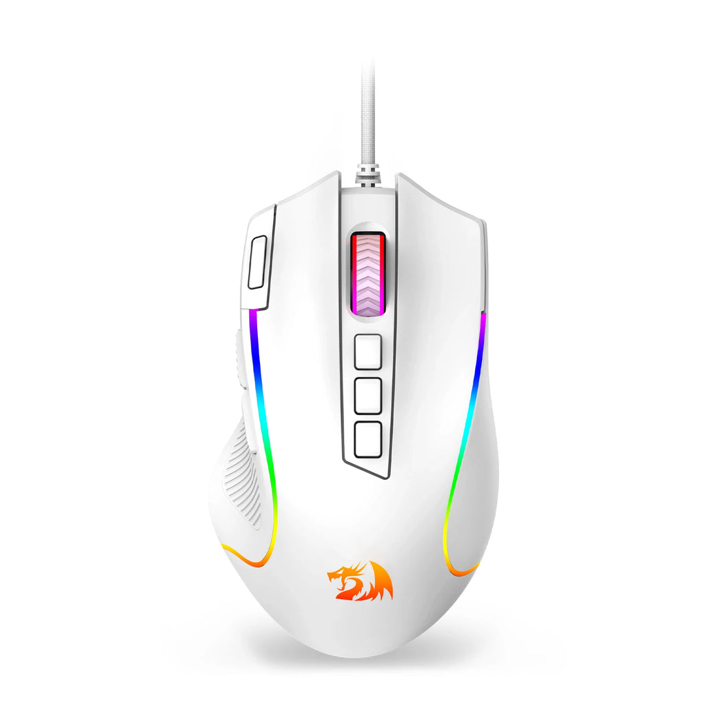 RGB Gaming Mouse 8000 DPI Wired Optical with 11 Programmable Buttons, White