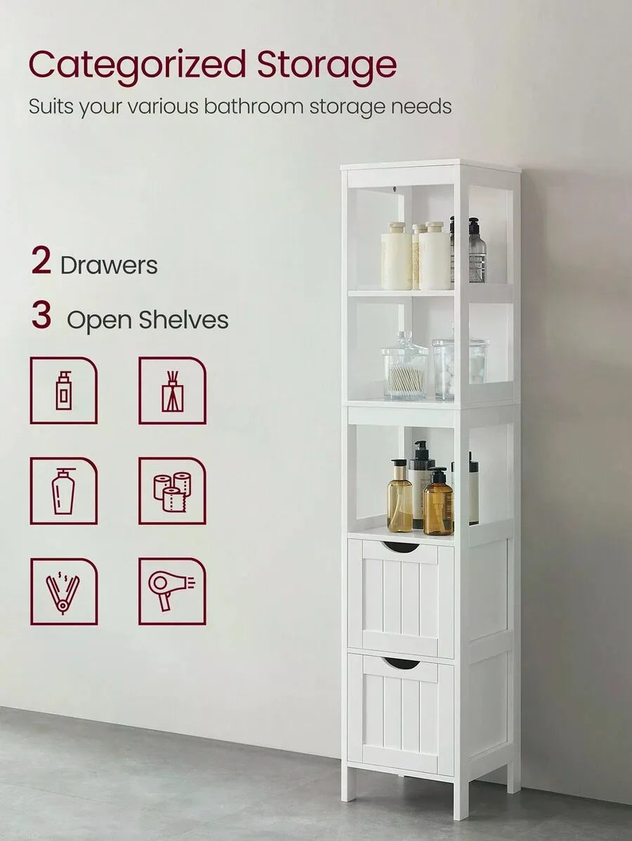 Bathroom Floor Cabinet, Bathroom Storage Organizer Rack Stand, Multifunctional Corner Unit, 2 Drawers