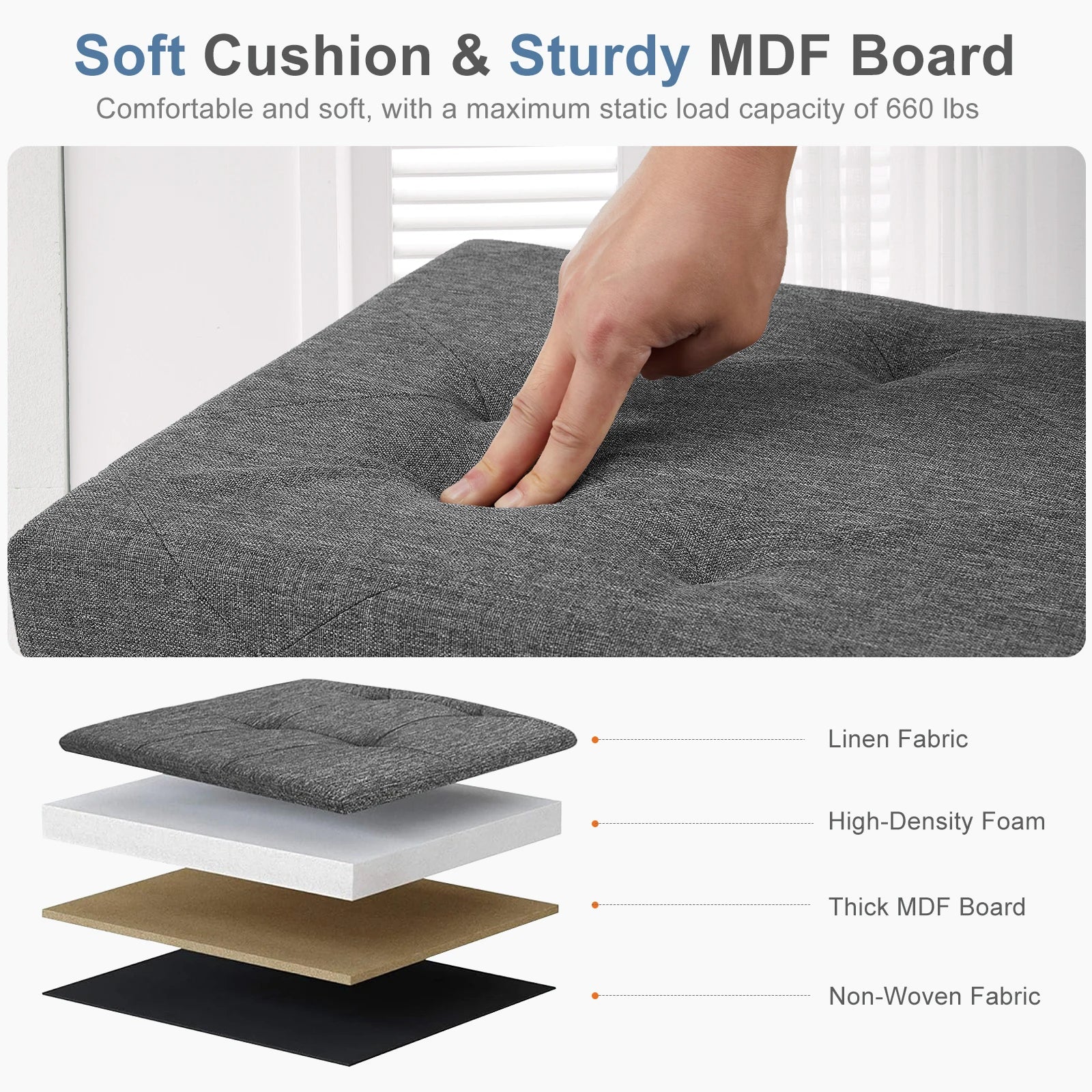 Folding Storage Ottoman Bench Hidden Storage Footstool Toy Box