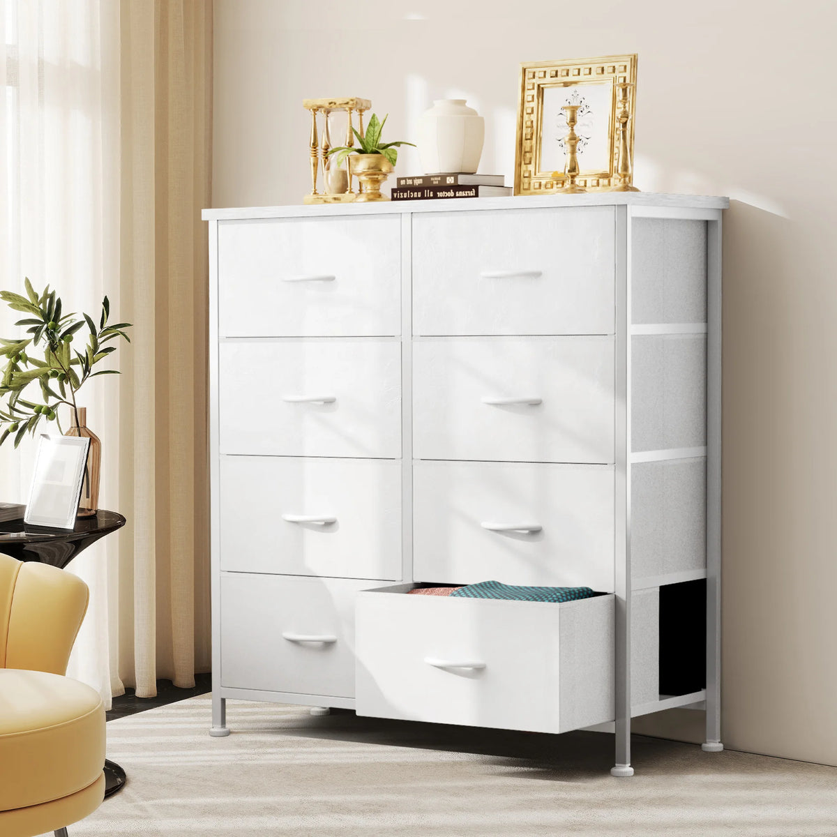 Dresser Children's Wardrobe For Bedroom With 8 Fabric Drawers Storage Cabinet Steel Frame Assembly Closet For Home Furniture