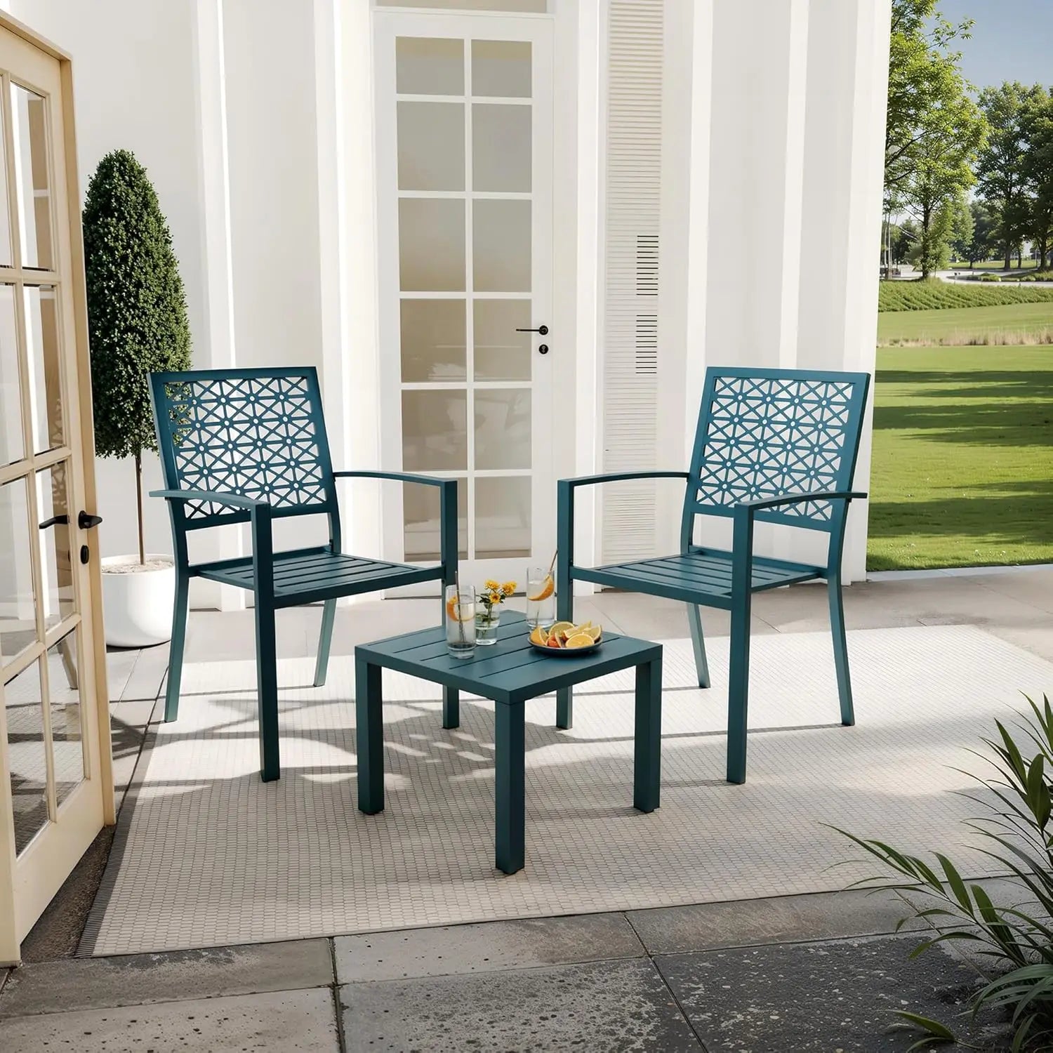 Patio Bistro Set 3 Piece, Bistro Table and Chairs Set of 2