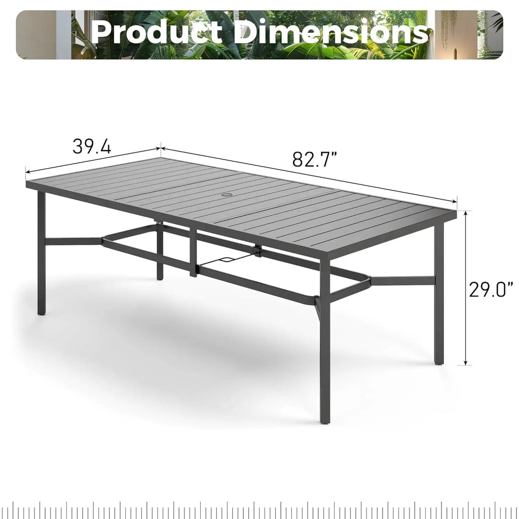 Outdoor Patio Dining Table for 8, 83" x 39"