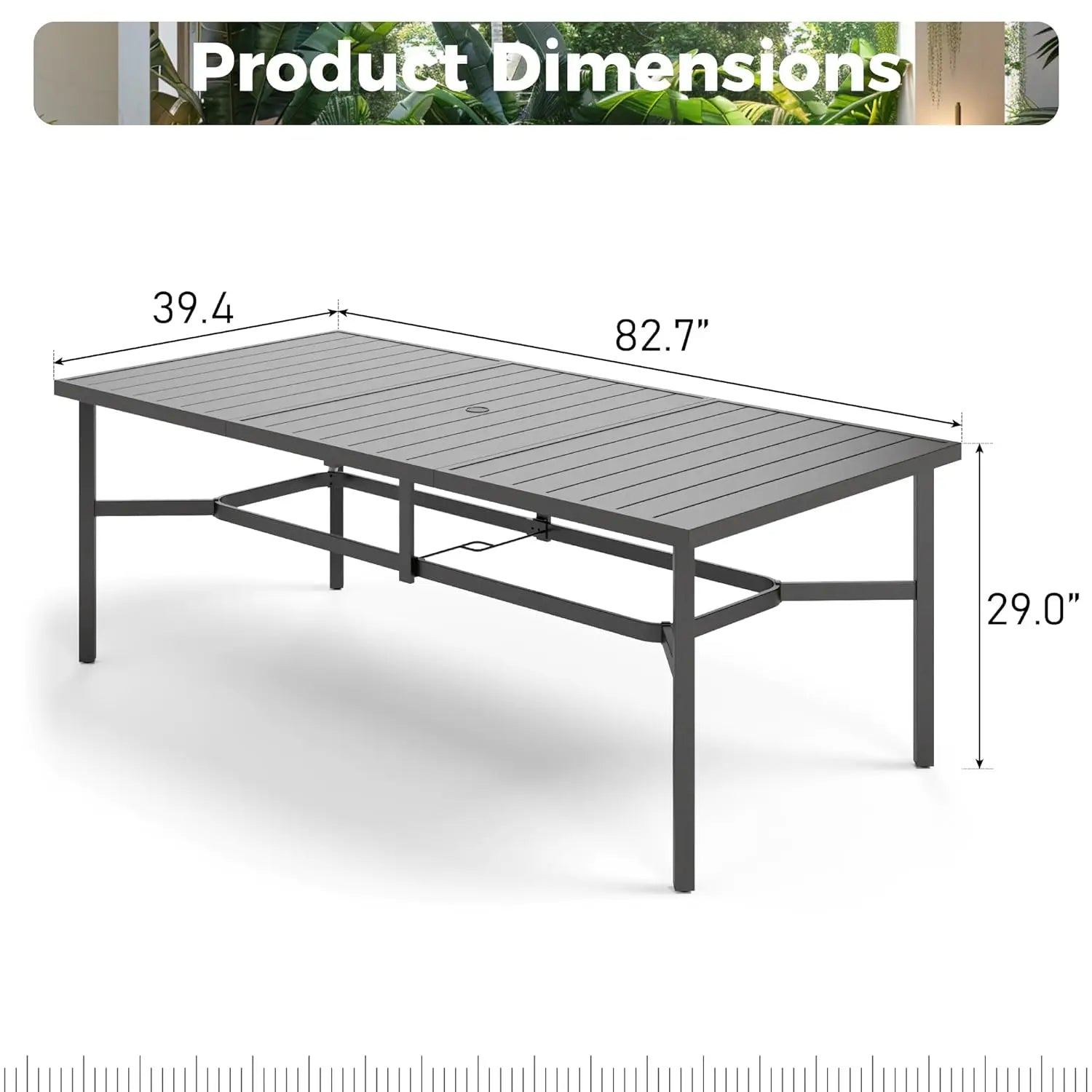 Outdoor Patio Dining Table for 8, 83" x 39"