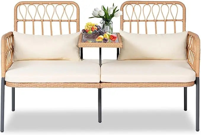 4 Piece Outdoor Wicker Conversation Furniture Set