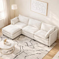 108" L Shaped Couch, Modular Sectional Sofa, Chenille Cloud Couch with Movable Ottoman, 3 Deep Seat Small Sectional,
