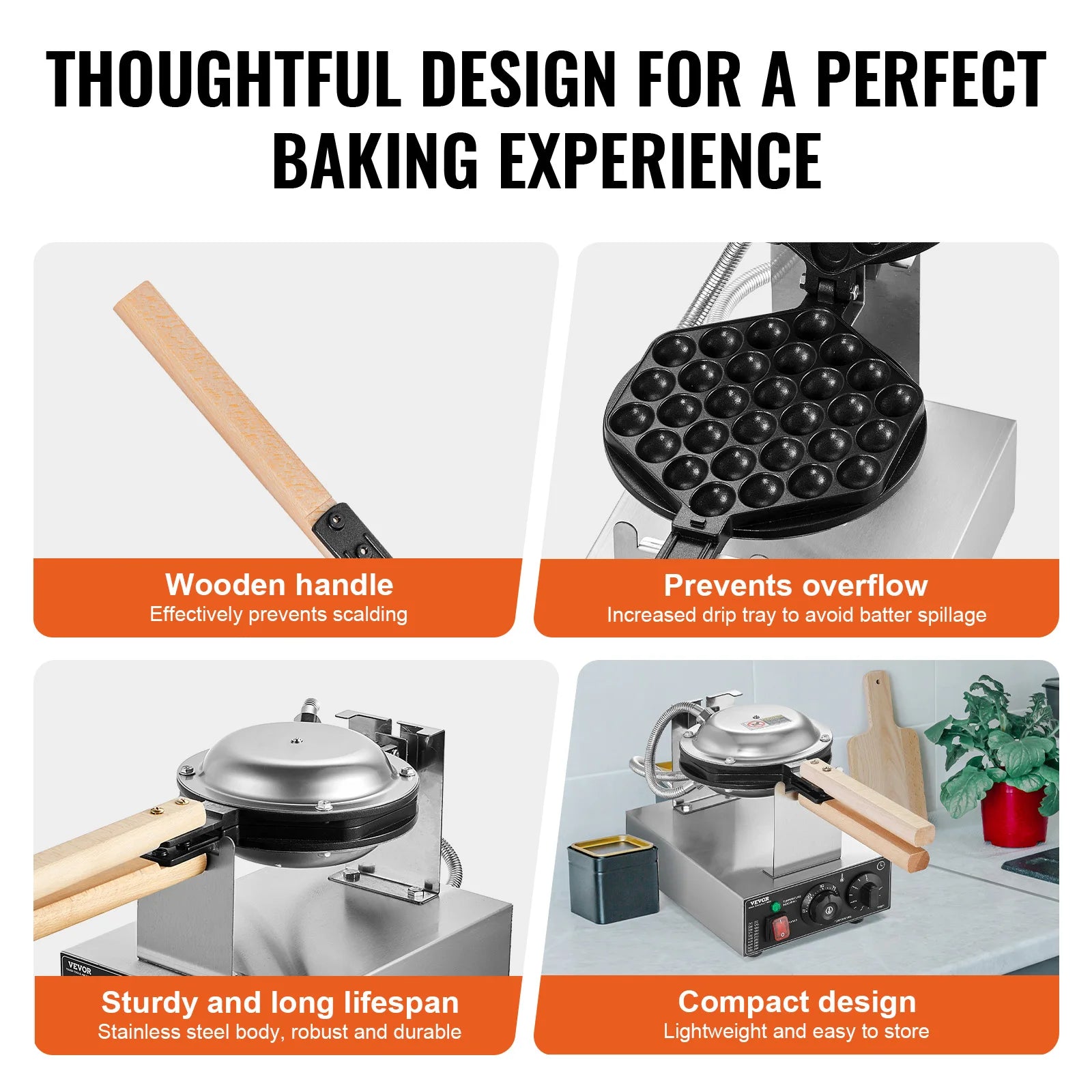 Commercial Waffle Maker 1400W Non-Stick