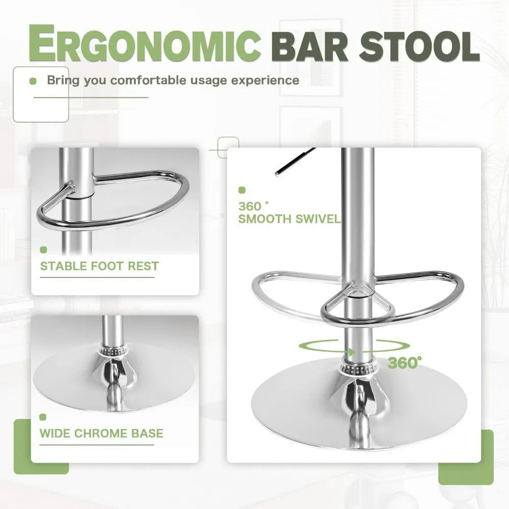 Bar Stools Modern Leather Swivel Adjustable Hydraulic Bar Stool Set of 2 (White)