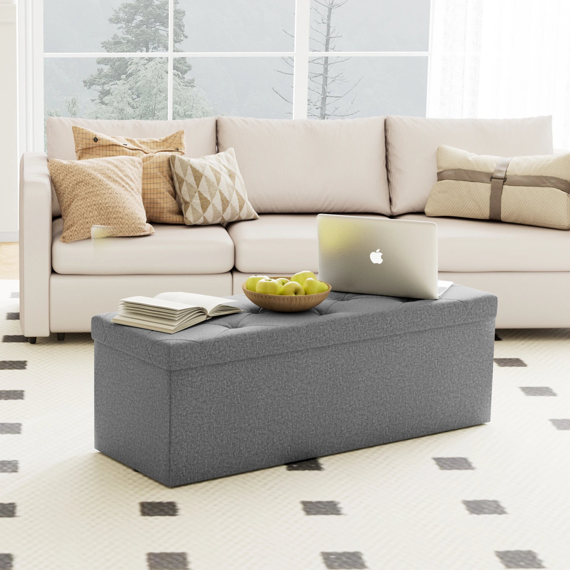 Folding Storage Ottoman Bench Hidden Storage Footstool Toy Box