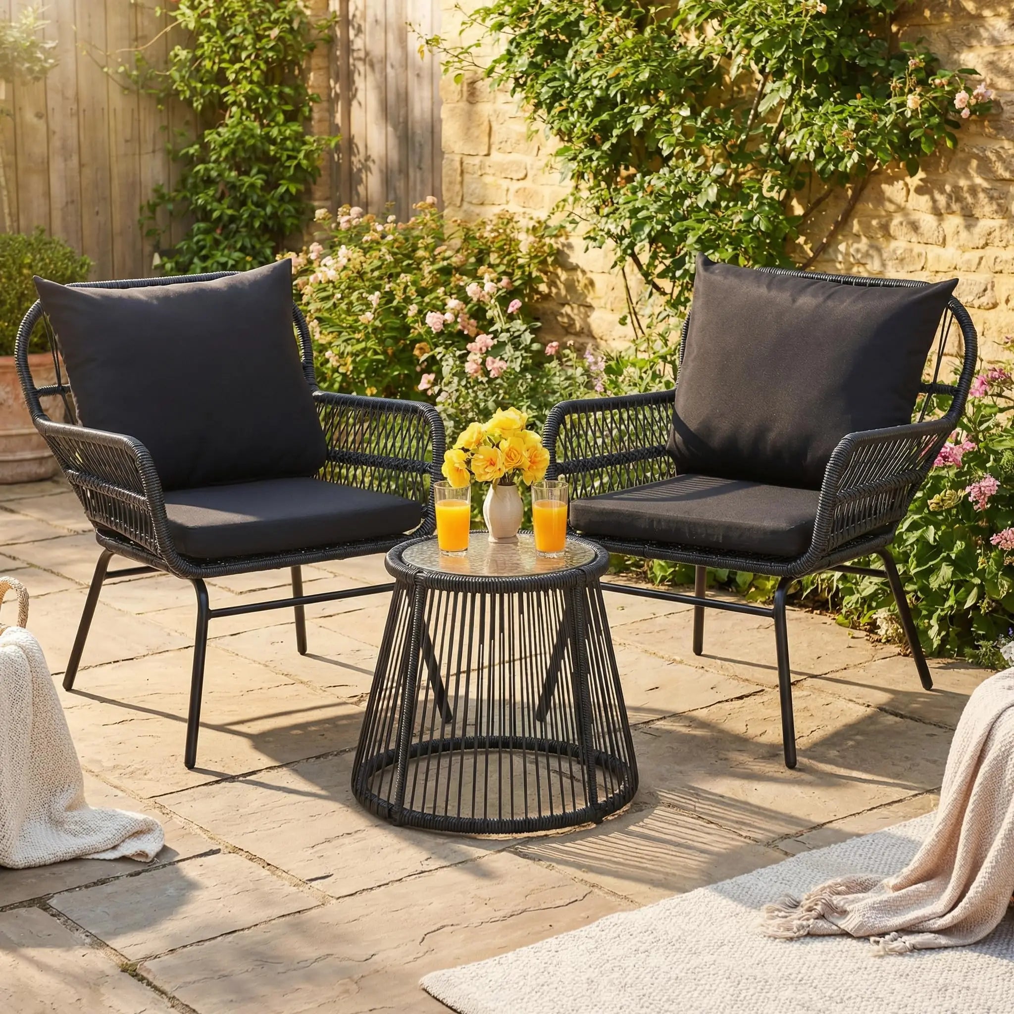 Outdoor Patio Furniture Set - Modern Boho Furniture 20" Wide Seating
