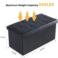 43 Inches Leather Folding Ottoman Storage Footstool Toy Box Bedroom Bench Load 660 lbs Foot Rest