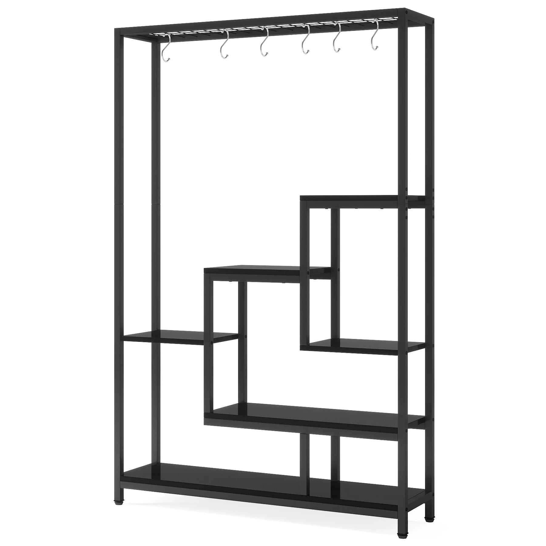 5 Tiers Tall Indoor Plant Stand 70.9 inches Large Metal Plant Shelf with 10 PC S Hanging Hooks for Garden