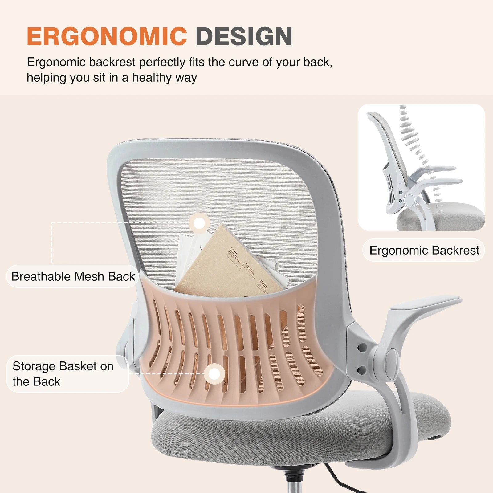 Ergonomic Mesh Backrest Adjustable Office Desk Chair