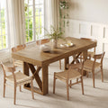 63-Inch Dining Table for 4-6 People,, Rectangle Kitchen Table for Dining Room, Living Room, Brown