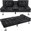 Futon Sofa Bed Modern Faux Leather Couch Bed Convertible Folding Recliner