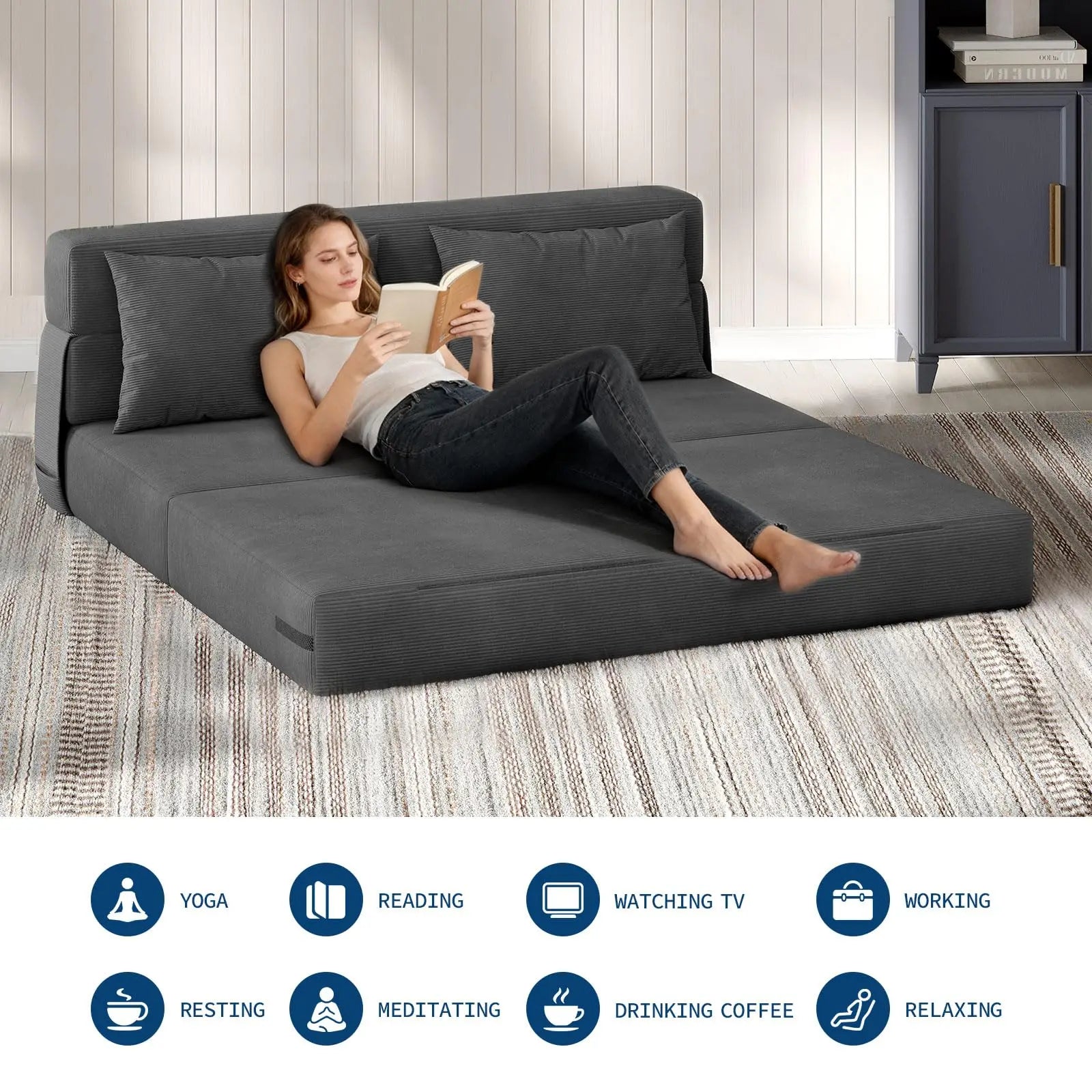 4-in-1 Folding Sofa Bed Convertible Sleeper Loveseat Couch