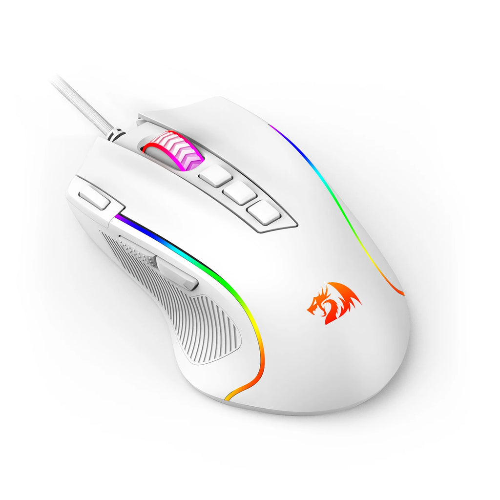 RGB Gaming Mouse 8000 DPI Wired Optical with 11 Programmable Buttons, White