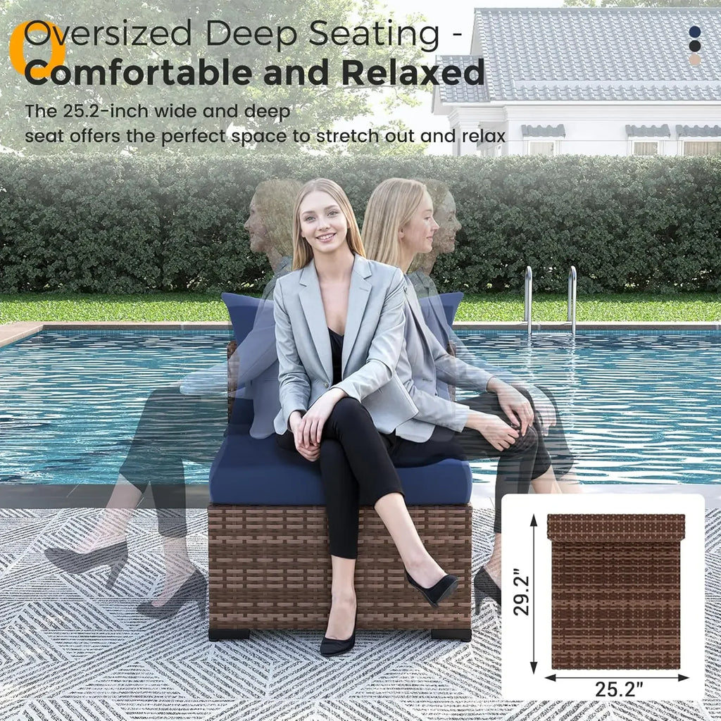 Furniture Set with Fire Pit Table, 8 Piece Sectional Sofas, All-Weather Wicker