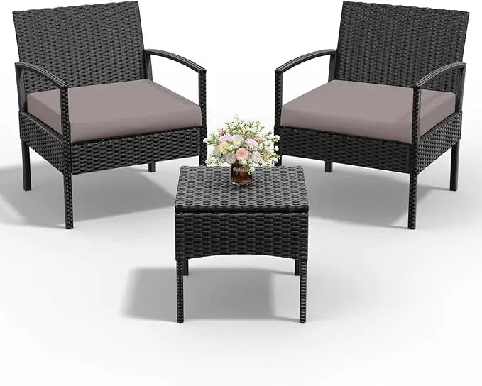 4 Piece Outdoor Wicker Conversation Furniture Set