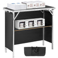 Folding Portable Bar Table Tradeshow Podium Table for Party Picnic Exhibition Include Carrying Case Storage Shelf Skirt