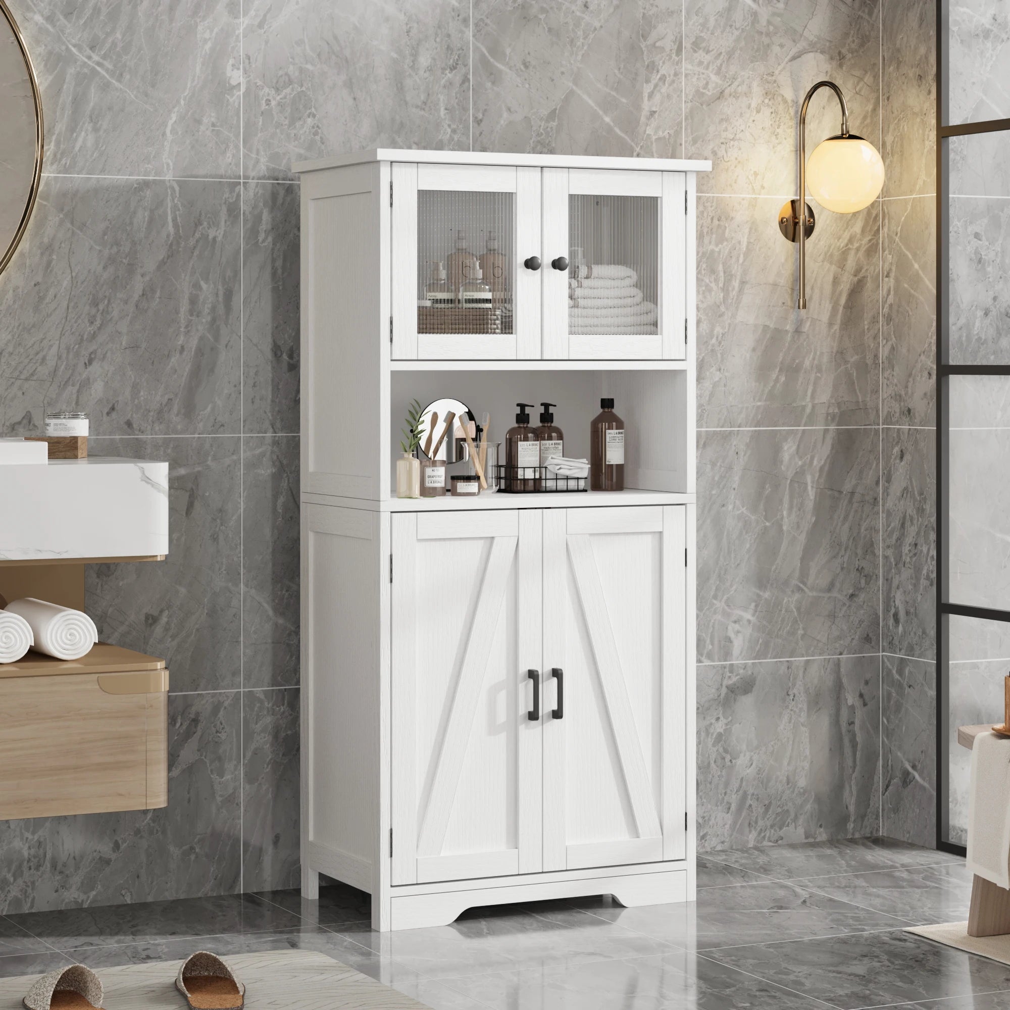 Free Standing Kitchen Pantry Cupboard with 4 Doors