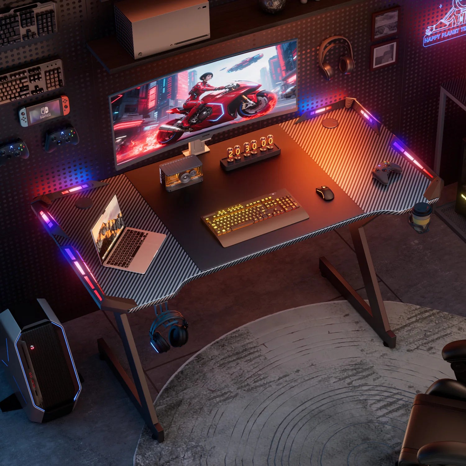Gaming Desk with RGB LED Lights