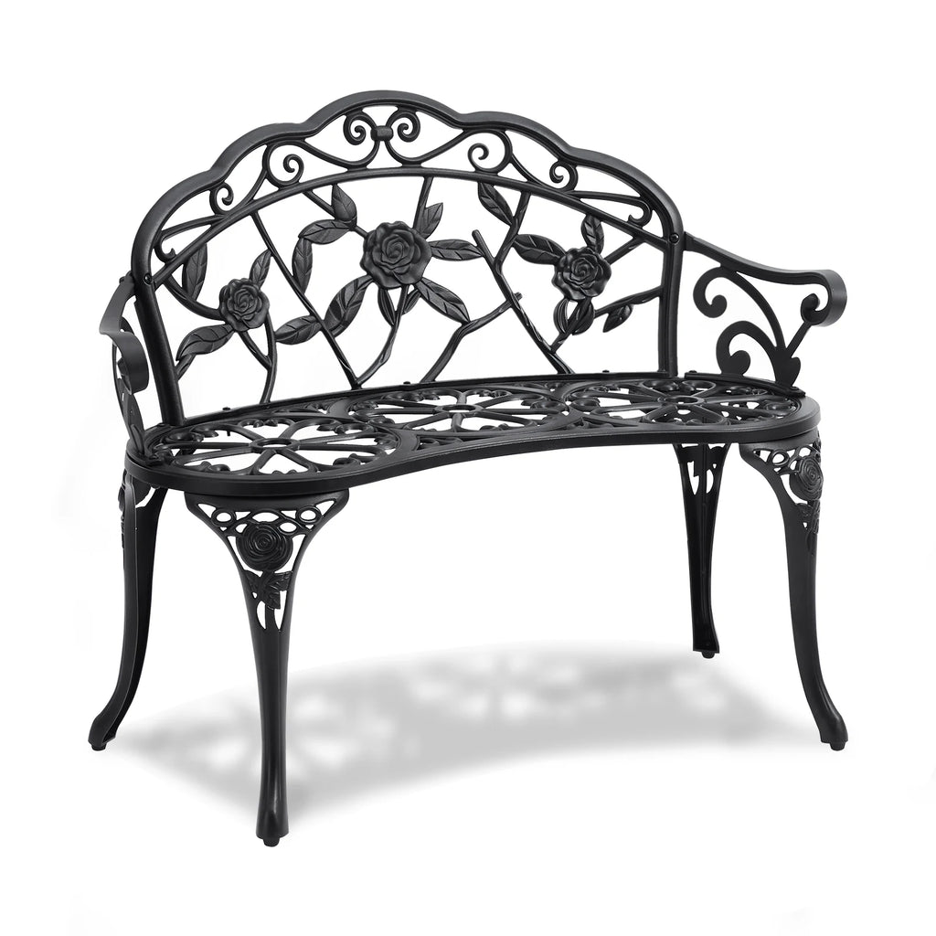 Outdoor Bench Wooden Metal Garden Bench.