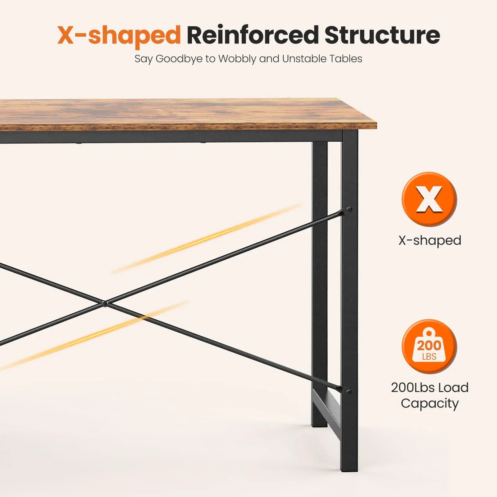 47IN Computer Desk with 2 Drawers For Study Office  Wood Table with Adjustable Position Drawers
