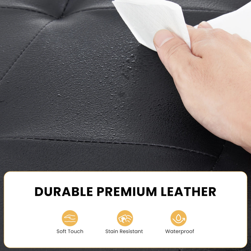43 Inches Leather Folding Ottoman Storage Footstool Toy Box Bedroom Bench Load 660 lbs Foot Rest