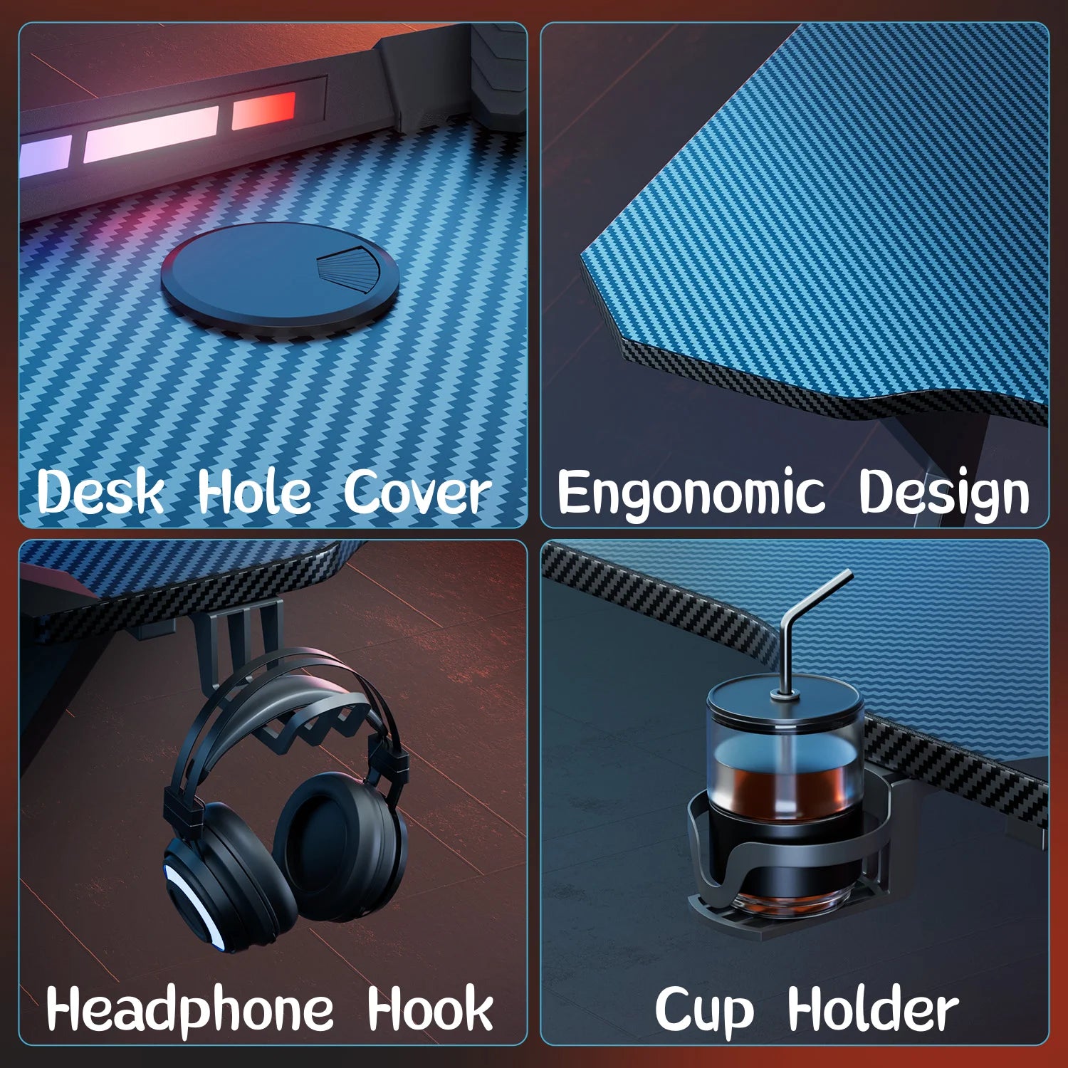Gaming Desk with RGB LED Lights