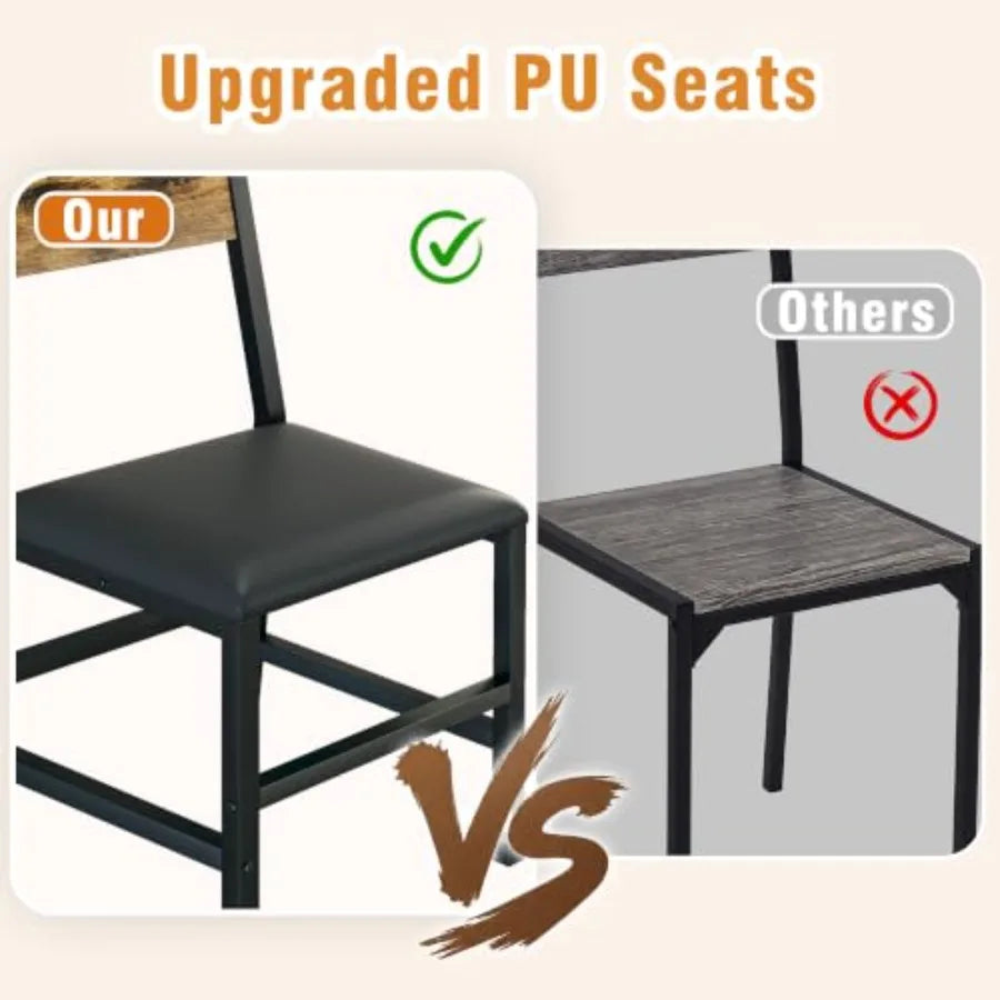 6-Piece Dining Table Set for 6-8, 63'' Long Kitchen Table Cushion Chairs Set with PU Bench and 4 Chairs, Rectangle Dining Table