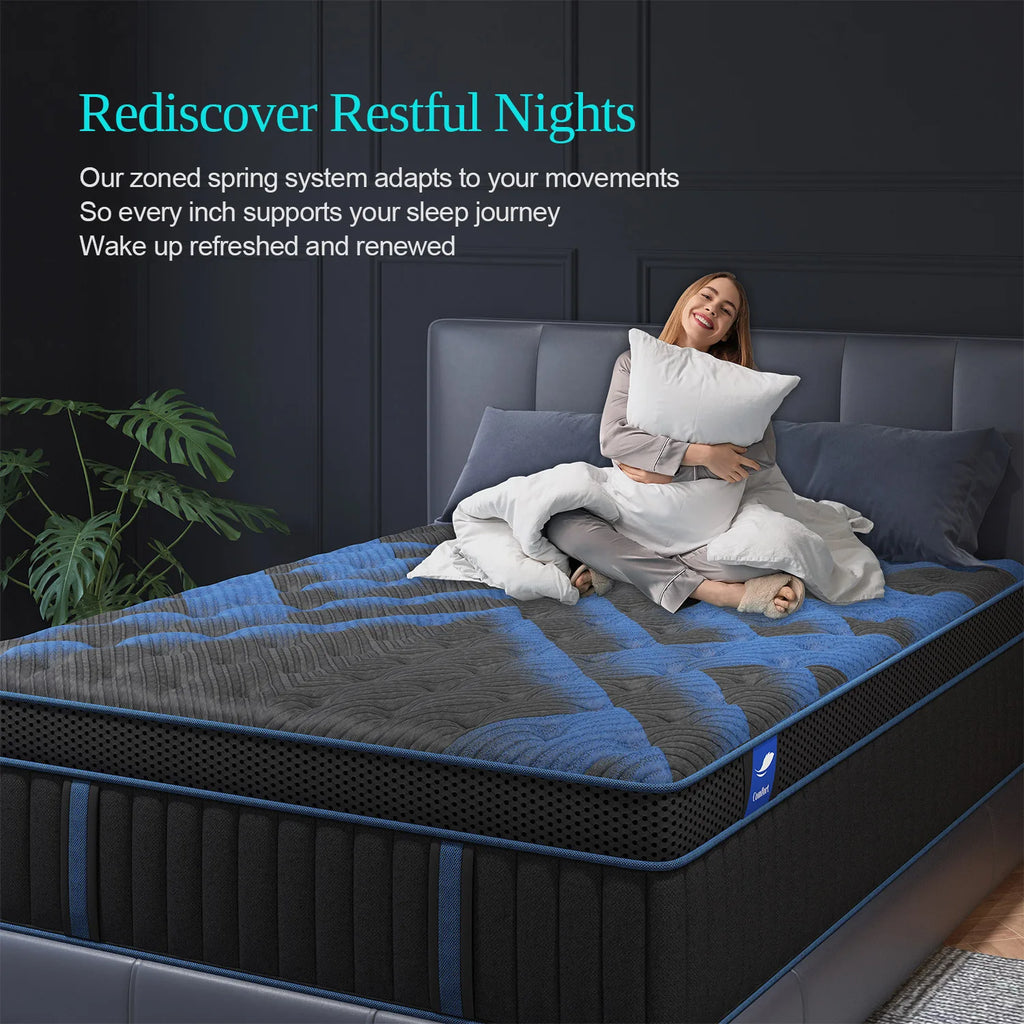 12"Gel Memory Foam Hybrid Pocket Spring Mattress Twin Full Queen King Bed Mattress In A Box,