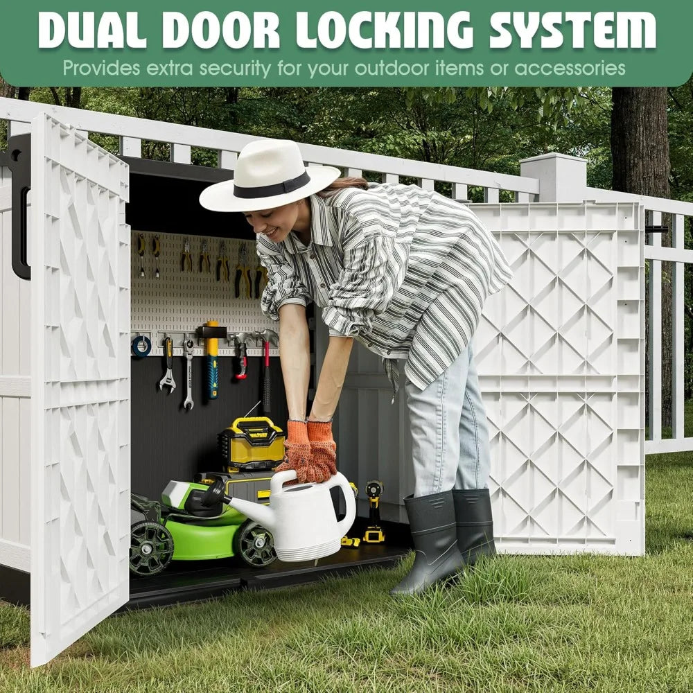 36 Cu Ft Outdoor Storage Shed with Lockable Doors, Waterproof